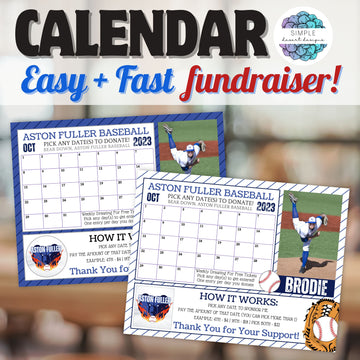 calendar fundraiser template for baseball team with customizable colors